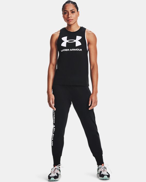 Camiseta sin mangas con estampado UA Sportstyle para mujer, Black, pdpMainDesktop image number 2